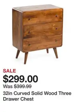 Marshalls 32in Curved Solid Wood Three Drawer Chest offer