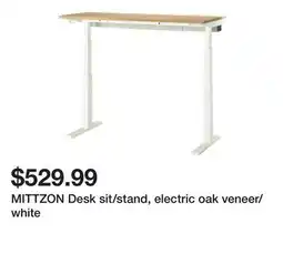 Ikea MITTZON Desk sit/stand, electric oak veneer/white offer