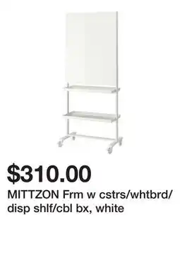 Ikea MITTZON Frm w cstrs/whtbrd/disp shlf/cbl bx, white offer