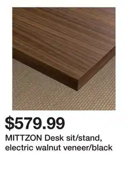 Ikea MITTZON Desk sit/stand, electric walnut veneer/black offer