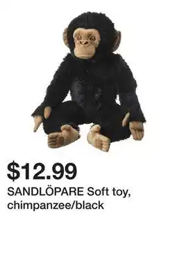 Ikea SANDLĂ–PARE Soft toy, chimpanzee/black offer