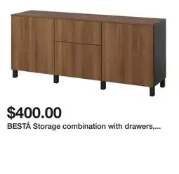 Ikea BESTÅ Storage combination with drawers, black-brown/Lappviken/Stubbarp walnut effect offer