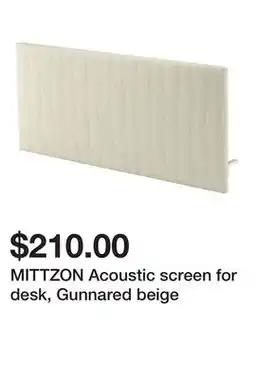 Ikea MITTZON Acoustic screen for desk, Gunnared beige offer