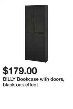 Ikea BILLY Bookcase with doors, black oak effect offer