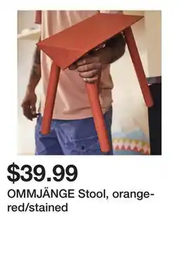 Ikea OMMJÄNGE Stool, orange-red/stained offer