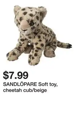 Ikea SANDLĂ–PARE Soft toy, cheetah cub/beige offer