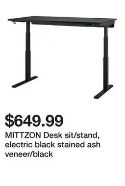 Ikea MITTZON Desk sit/stand, electric black stained ash veneer/black offer