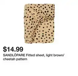 Ikea SANDLÖPARE Fitted sheet, light brown/cheetah pattern offer