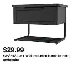 Ikea GRÅFJÄLLET Wall-mounted bedside table, anthracite offer
