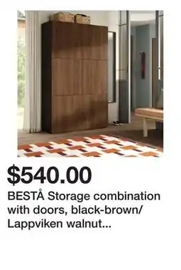 Ikea BESTÅ Storage combination with doors, black-brown/Lappviken walnut effect offer