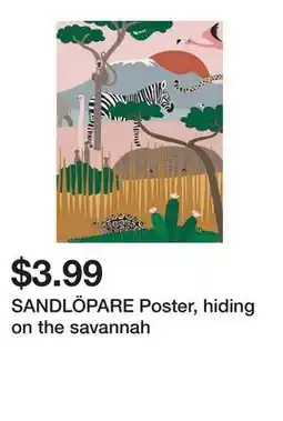 Ikea SANDLÖPARE Poster, hiding on the savannah offer
