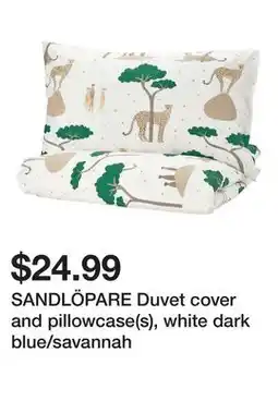 Ikea SANDLĂ–PARE Duvet cover and pillowcase(s), white dark blue/savannah offer