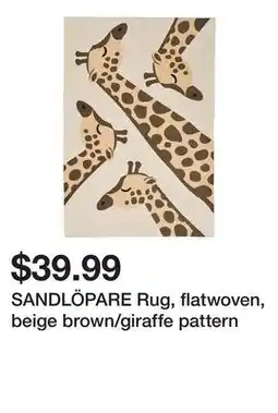 Ikea SANDLÖPARE Rug, flatwoven, beige brown/giraffe pattern offer