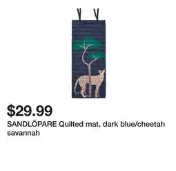 Ikea SANDLÖPARE Quilted mat, dark blue/cheetah savannah offer
