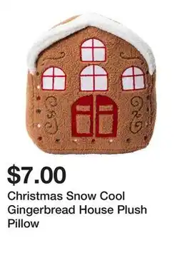 Five Below Christmas Snow Cool Gingerbread House Plush Pillow offer