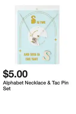 Five Below Alphabet Necklace & Tac Pin Set offer