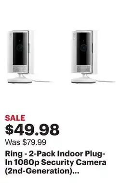 Best Buy Ring - 2-Pack Indoor Plug-In 1080p Security Camera (2nd-Generation) with Privacy Cover - White offer