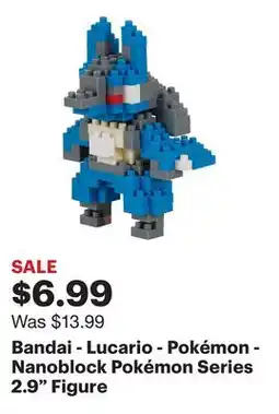 Best Buy Bandai - Lucario - Pokémon - Nanoblock Pokémon Series 2.9 Figure offer