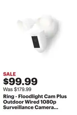 Best Buy Ring - Floodlight Cam Plus Outdoor Wired 1080p Surveillance Camera - White offer