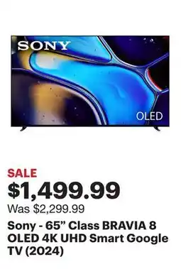 Best Buy Sony - 65 Class BRAVIA 8 OLED 4K UHD Smart Google TV (2024) offer