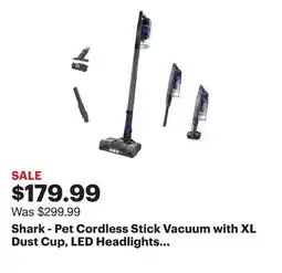 Best Buy Shark - Pet Cordless Stick Vacuum with XL Dust Cup, LED Headlights - Blue Iris offer