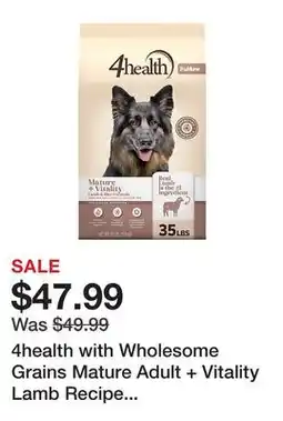 Tractor Supply Company 4health with Wholesome Grains Mature Adult + Vitality Lamb Recipe Dry Dog Food offer
