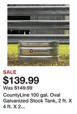 Tractor Supply Company CountyLine 100 gal. Oval Galvanized Stock Tank, 2 ft. X 4 ft. X 2 ft., WT224CL offer