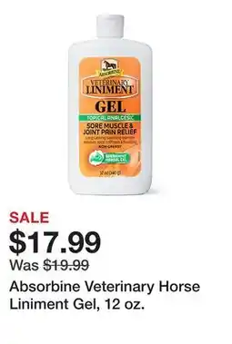 Tractor Supply Company Absorbine Veterinary Horse Liniment Gel, 12 oz offer