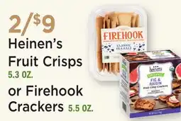 Heinen's Heinen's Fruit Crisps 5.3 OZ. or Firehook Crackers 5.5 OZ offer