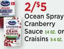 Heinen's Ocean Spray Cranberry Sauce 14 OZ. or Craisins 5-6 OZ offer