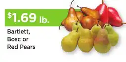 Heinen's Bartlett, Bosc or Red Pears offer