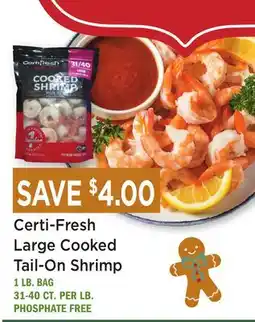 Heinen's Certi-Fresh Large Cooked Tail-On Shrimp offer