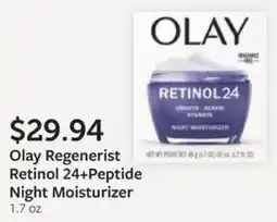 Fareway Olay Regenerist Retinol 24+Peptide Night Moisturizer offer