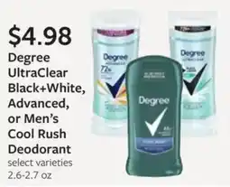 Fareway Degree ultraclear black+white, advanced, or men's cool rush deodorant offer