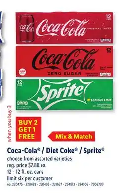 Lidl Coca-Cola /Diet Coke /Sprite offer