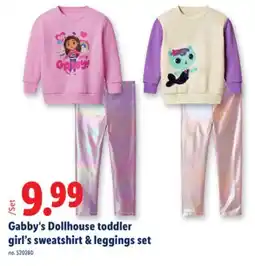 Lidl Gabby's Dollhouse toddler girl's sweatshirt & leggings set offer