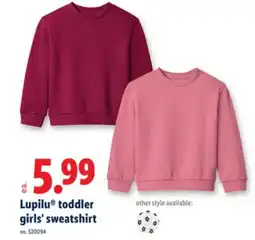 Lidl Lupilu toddler girls' sweatshirt offer