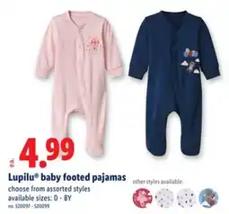 Lidl Lupilu baby footed pajamas offer