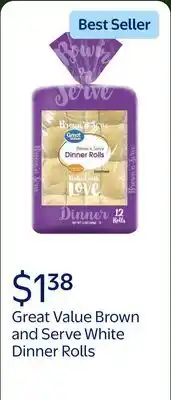 Walmart Great Value Brown and Serve White Dinner Rolls offer