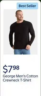 Walmart George Men's & Big Men's Cotton Crewneck T-Shirt with Long Sleeves offer