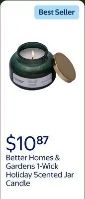 Walmart Better Homes & Gardens 1-Wick Holiday Scented Glitter Jar Candle, Noble Fir and Pine offer