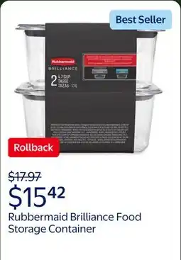 Walmart Rubbermaid Brilliance Food Storage Container, Medium Deep offer