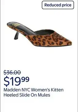 Walmart Madden NYC Women's Kitten Heeled Slide On Mules offer