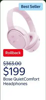 Walmart Bose QuietComfort Headphones, Bluetooth Over Ear Noise Cancelling Headphones, Petal Pink offer