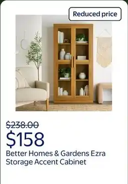 Walmart Better Homes & Gardens Ezra Glass Door Storage Accent Cabinet, Light Honey finish offer