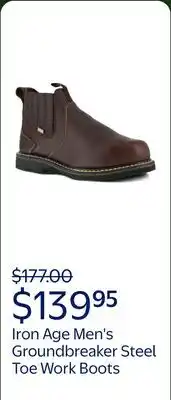 Walmart Iron Age Men's Groundbreaker Slip On Internal Met Guard Steel Toe 6 Work Boots offer