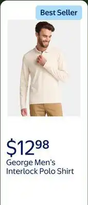 Walmart George Men's and Big Men's Interlock Polo Shirt offer