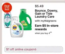 Walgreens Bounce, Downy, Gain or Tide Laundry offer