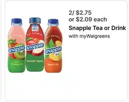 Walgreens Snapple Tea or Drink offer