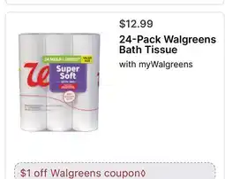 Walgreens 24-Pack Walgreens Bath Tissue offer